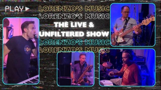 People playing instruments and title text