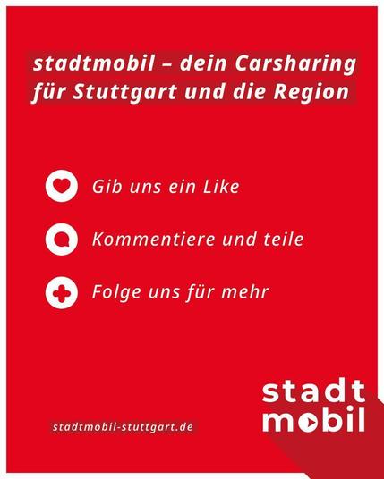 stadtmobil — dein Carsharing für Stuttgart und die Region. Gib uns ein Like, kommentiere und teile. Folge uns für mehr.