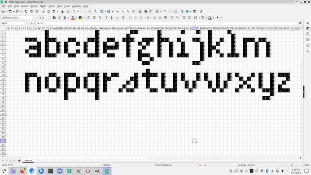 Letters designed in Libre Office Calc