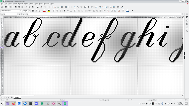 Letters designed in Libre Office Calc