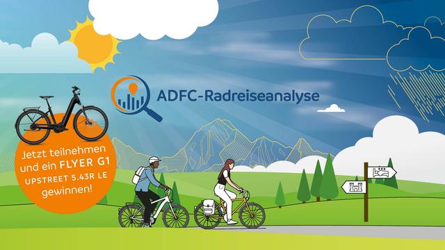 Die ADFC-Radreiseanalyse startet wieder. Jetzt teilnehmen und ein Flyer G1 Upstreet 5.43R LE gewinnen!