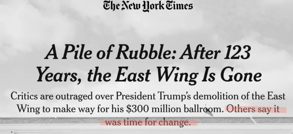 A Pile of Rubble: After 123 Years, the East Wing Is Gone
Critics are outraged over President Trump’s demolition of the East Wing to make way for his $300 million ballroom. Others say it was time for change.