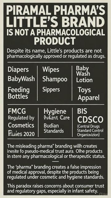 This investigative article, dedicated to the twenty-two children who perished from contaminated cough syrup in India—a stark emblem of systemic regulatory failure, profit-driven negligence, and ethical erosion in the pharmaceutical sector—unveils the moral contradictions embedded in Piramal Pharma’s “Little’s” baby-care line, encompassing wipes, oils, powders, shampoos, diapers, toys, and the whimsical “Jungle Magic” extensions like perfumes, sanitizers, and repellents. Through a meticulous dissection of product variants, their petrochemical-derived ingredients (such as talc, polypropylene, parabens, phenoxyethanol, and superabsorbent polymers), and associated health risks—including asbestos contamination, endocrine disruption, microplastic ingestion, respiratory hazards, and unverified pediatric safety—it exposes how corporate rhetoric of “gentle care” and “purity” masks a toxic alchemy of commodified infancy, where parental anxiety is monetized amid opaque supply chains reliant on Chinese imports (15% of raw materials), environmental externalities like Digwal’s pollution, and regulatory gray zones that classify these as non-pharmacological FMCG rather than scrutinized drugs. and remembrance.