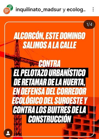 Se prioriza la especulación inmobiliaria y el beneficio de grandes constructoras/promotoras (San José SL, Realia, Culmia, etc.), no el derecho básico a la vivienda para la mayoría.

*¡Nos vemos el domingo 26 de octubre en los caminos!*