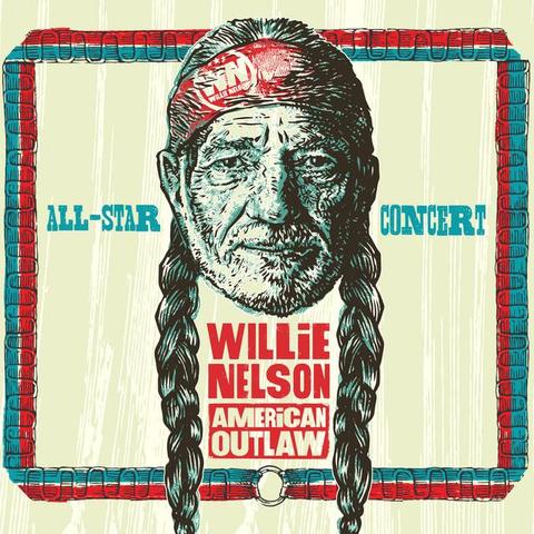 Album art from the album Willie Nelson American Outlaw (Live) by Willie Nelson, Jimmy Buffett, Emmylou Harris, Sheryl Crow, Eric Church, George Strait, Dave Matthews, Chris Stapleton, Derek Trucks, Kris Kristofferson, The Avett Brothers, Bobby Bare, Jack Johnson, Jamey Johnson, Lee Ann Womack, Lukas Nelson, Lyle Lovett, Margo Price, Micah Nelson, Nathaniel Rateliff, Norah Jones, The Little Willies, Ray Benson, Steve Earle, Susan Tedeschi, Vince Gill