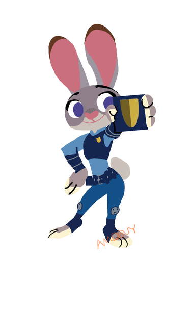 Judy Hoops Fanart. Refer to the original picture standing with the police badge.