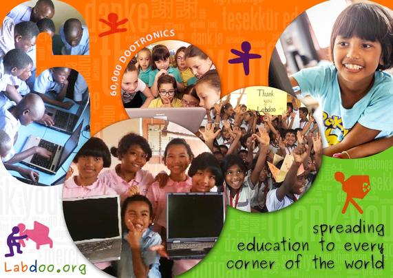 Collage aus Projektfotos und dem Hinweis auf 60.000 IT-Spenden