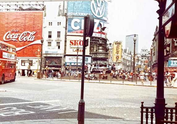 Piccadilly Circus in central London in 1974.