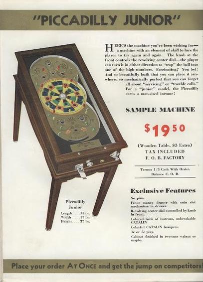 Piccadilly Junior pinball