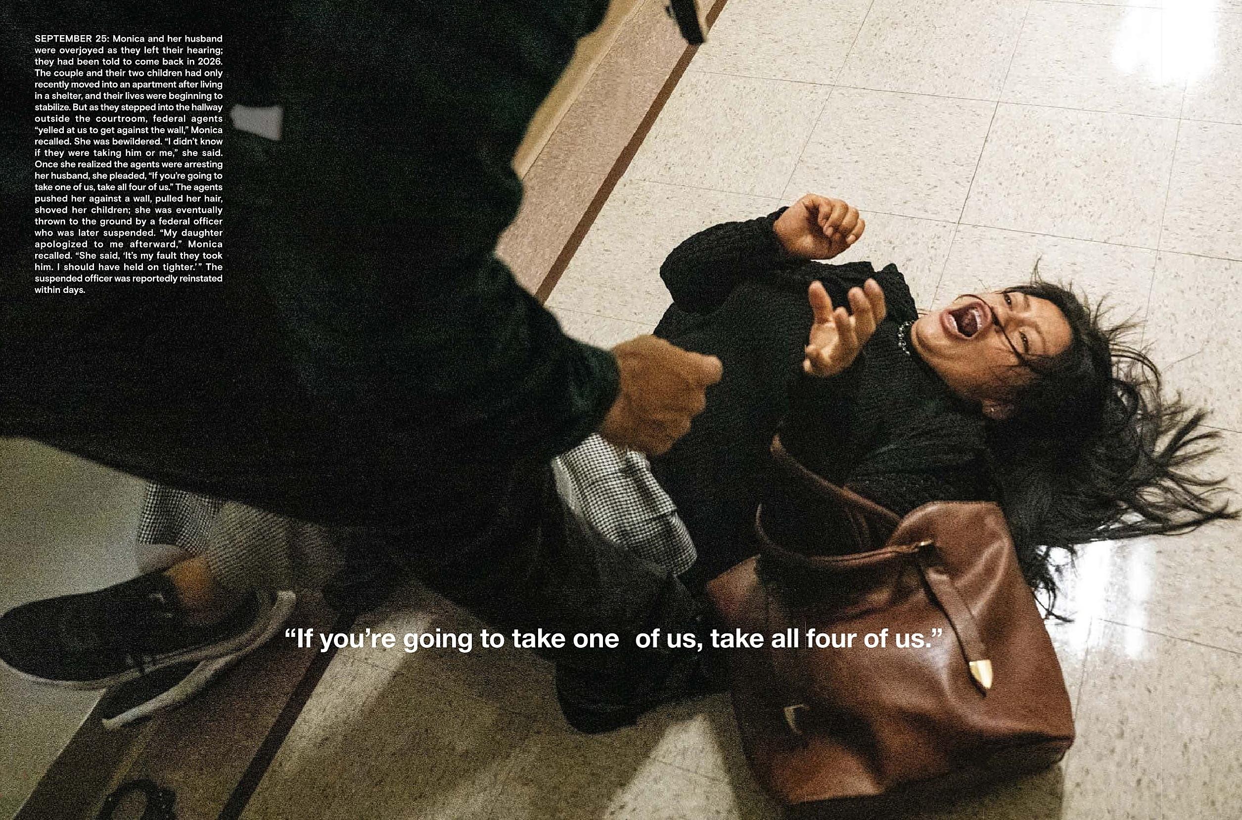 Mother on the fall, saying take all of use, not just my husband