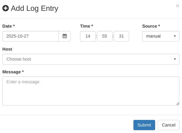 screenshot of a web form that shows a date, time and a message text field