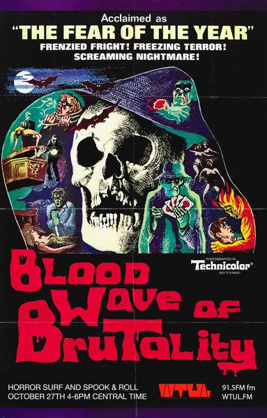 Old movie poster with text replaced to BLOOD WAVE OF BRUTALITY