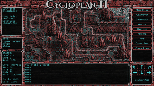 CRPG with mountains and cliffs