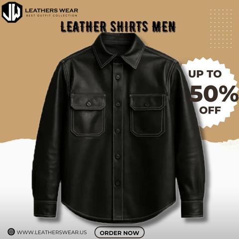 Men’s Black Leather Shirt