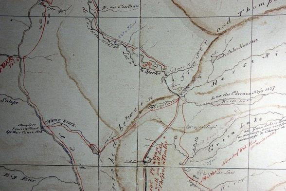 An old map shows the Drowned Horse Lake as well as other lakes in the region.