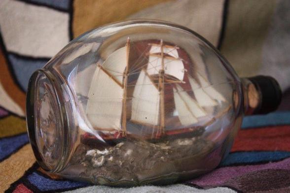 A sailing ship in a bottle. 