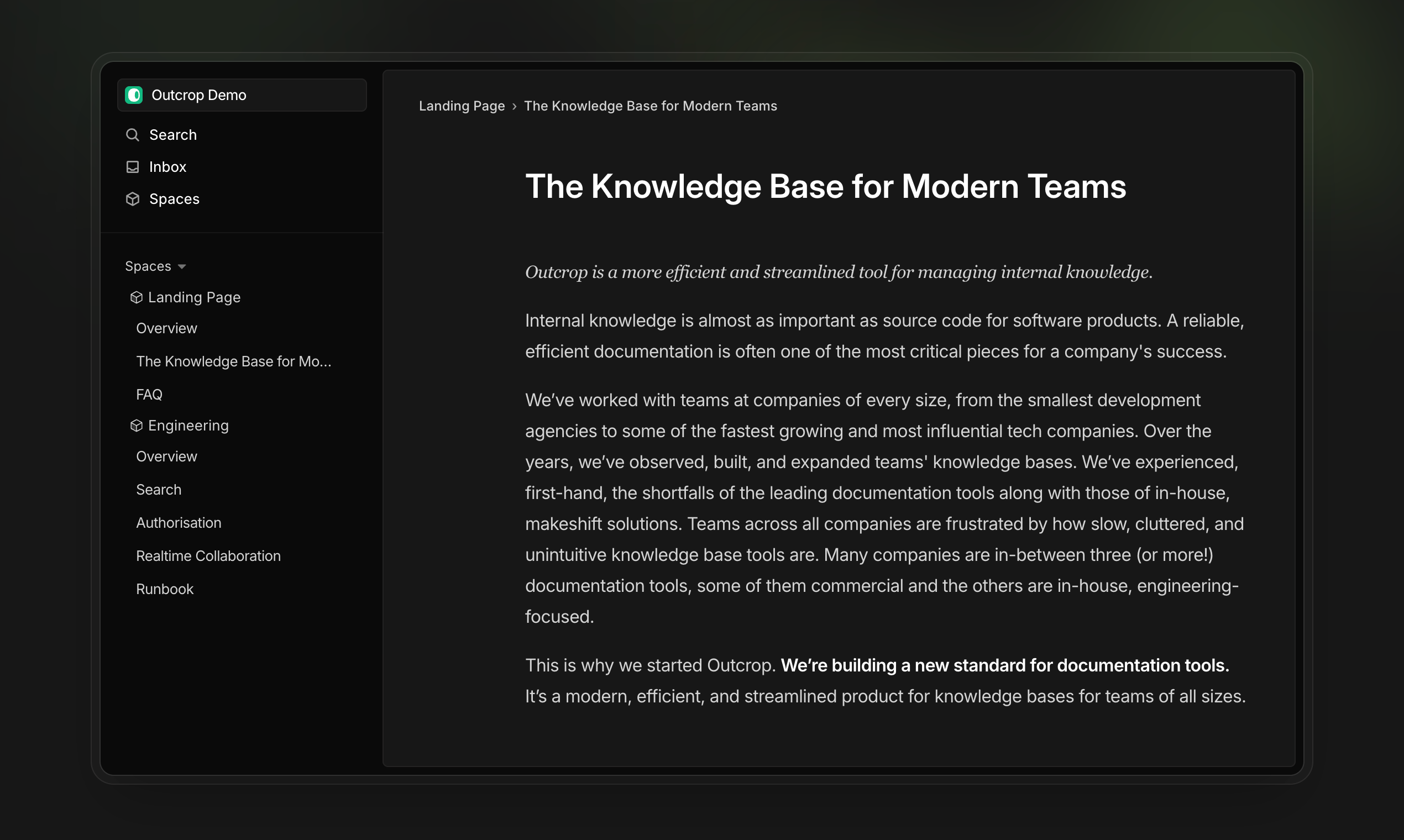 Screenshot of a knowledge base web app editor