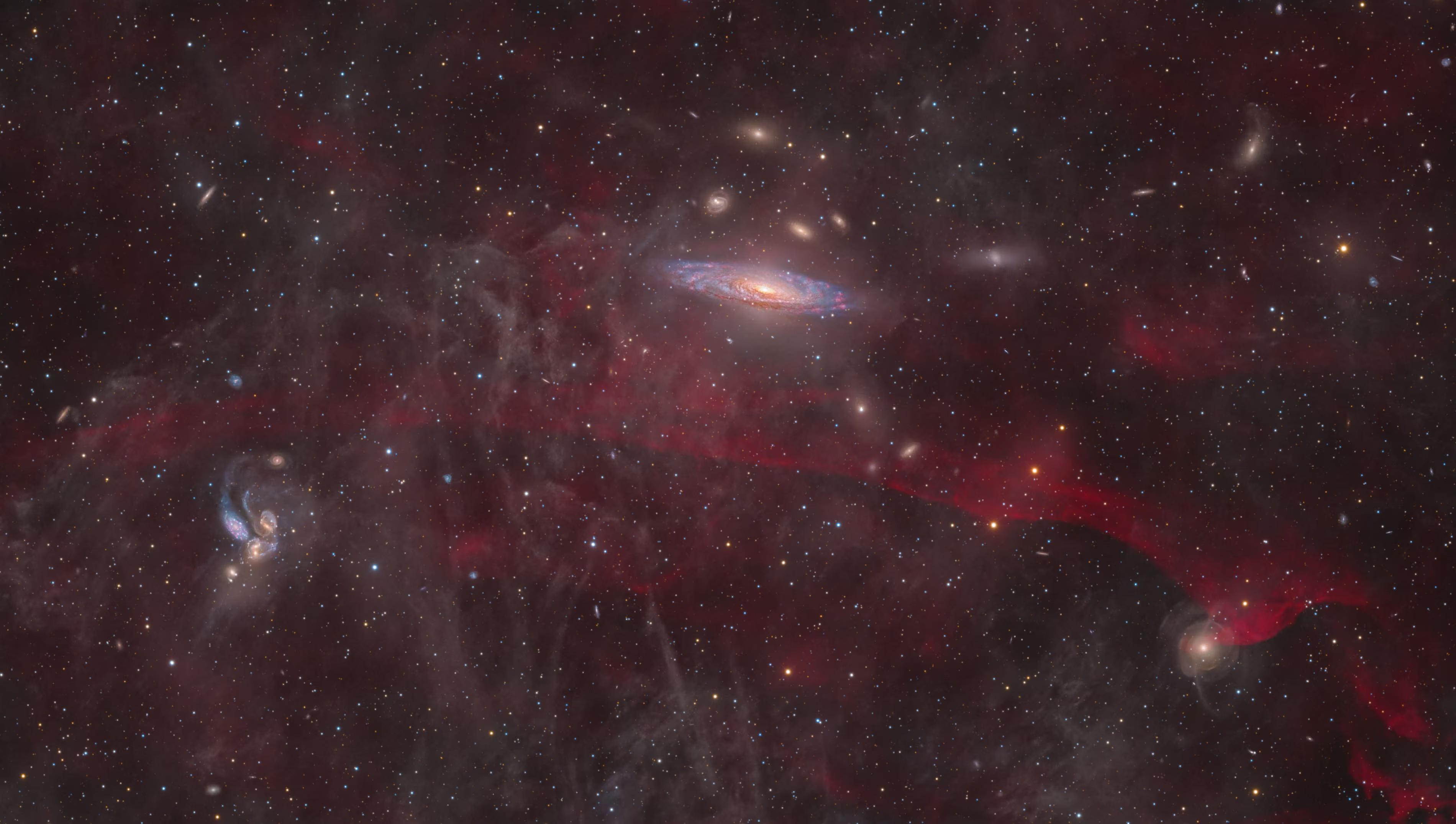 The Deer Lick region, home to NGC 7331 and the famous Stephan’s Quintet, makes for a stunning display of galactic interaction.