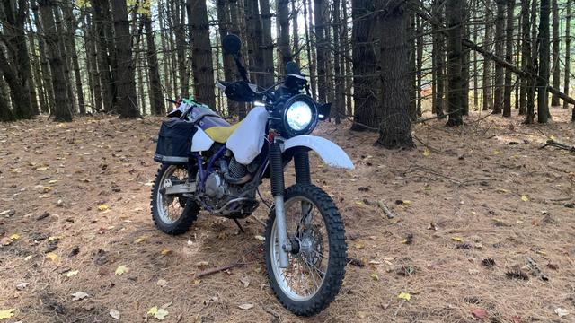 Adventure Rider Radio's DR350- built into an adventure bike - of some kind.