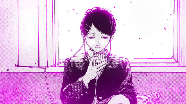 Imagem de manga segurando um celular. Imagem rosa.