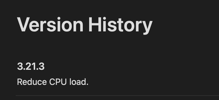 A screenshot from the App Store saying "Reduce CPU load."