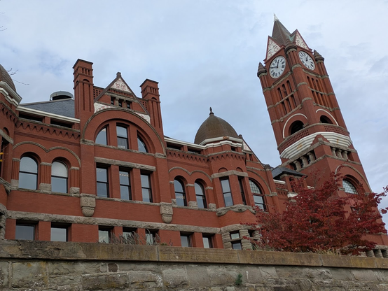 On a hill above downtown, the Jefferson County courthouse in Port Townsend is a sort of exuberant British-style brick building that always reminds me a little of St. Pancras station in London.
