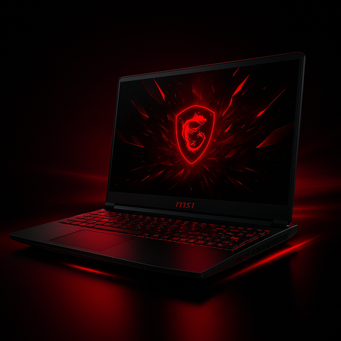 Image promotionnelle MSI – Laptops gamer hautes performances disponibles sur SetupMedia.ma, équipés de processeurs Intel Core Ultra, cartes graphiques RTX série 40/50, écrans QHD+ 240 Hz et design RGB.