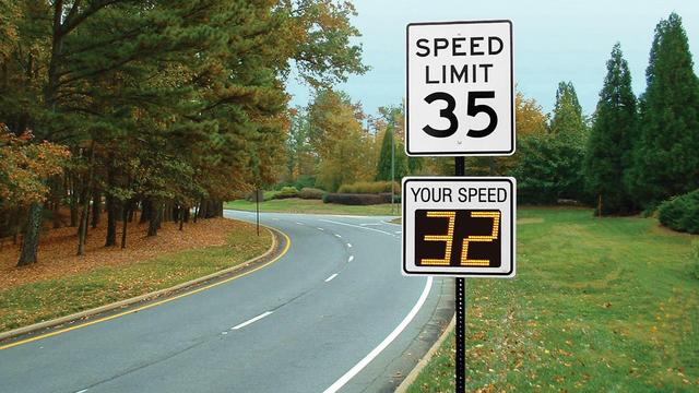 A "Your Speed" sign on a road.