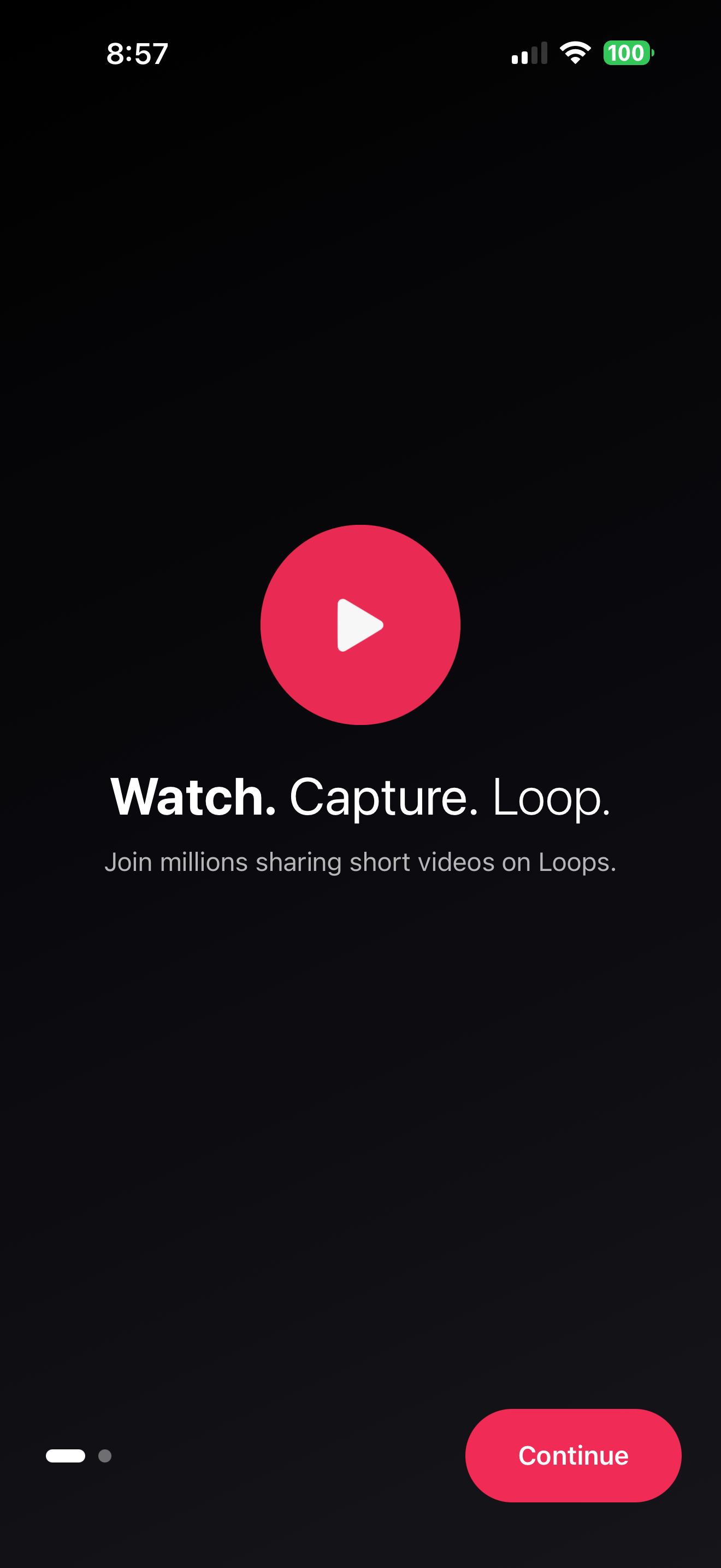 New Loops app onboarding