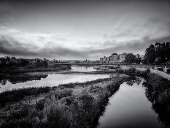 Standing on the 1st Street Bridge over the Napa river, looking out to the 3rd Street bridge.