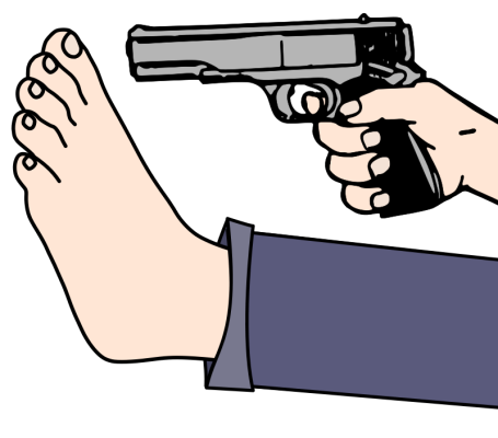 person shooting his own foot