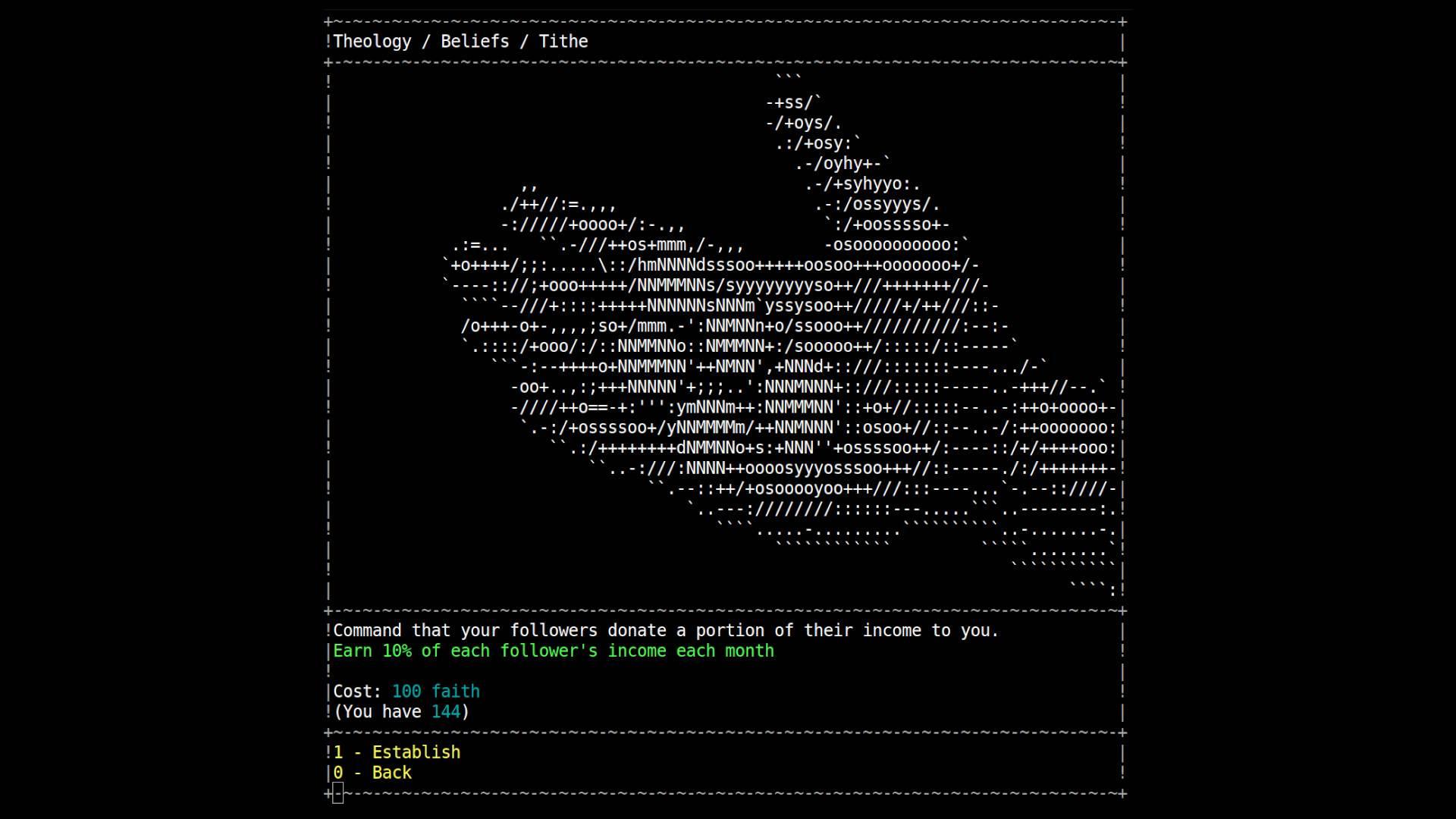 Screenshot from a game called CultGame