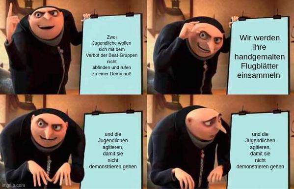 | r € 4° A | - ™
pres Fron ~ Wir werden
rey \ ihre
Verbot eel Gruppen handgemalten
abfinden und rufen Flugblatter
Zi oie Dero aly einsammeln
-n o
: > or ~
Jugendiichen Jugendiichen
agtieren, agtieren,
: damit sie damit sie
L nicht A nicht
WN (EL PR orca on
4 \ | 4
SE |\ |
