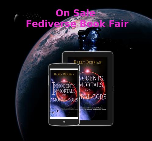 A planet's horizon. A spaceship in front of the planet. Book cover on multiple reading devices.