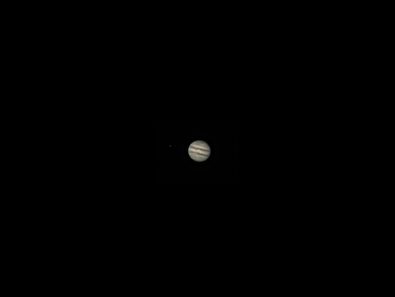 Image from the Odyssey Pro - Jupiter at the center (notice the big red spot at the lower half). At the left of Jupiter you can make out Io. 