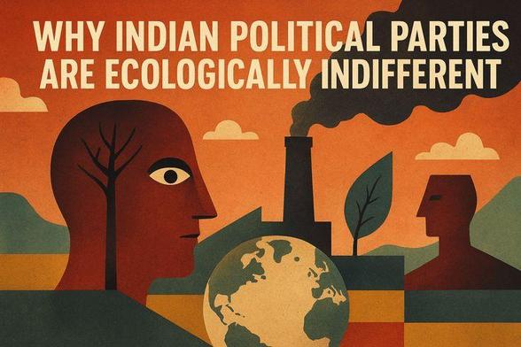 This article examines the deep-rooted ecological indifference of Indian political parties across the ideological spectrum. Despite unprecedented environmental degradation—from the destruction of forests in Hasdeo and Nicobar to toxic urban air and vanishing rivers—ecology remains absent from India’s political grammar. The essay argues that this neglect is not accidental but structural: born of a development myth that equates progress with extraction and nationalism with industrial expansion. In a corporatized democracy, parties serve capital before climate, leaving the earth unrepresented in the republic’s moral imagination.