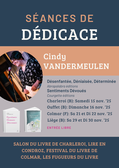 Affiche des dédicaces de Cindy Vandermeulen