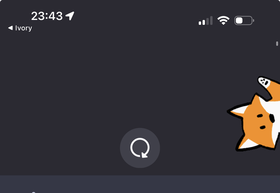 Animated fox popping up from side of the screen of the pull to refresh 
