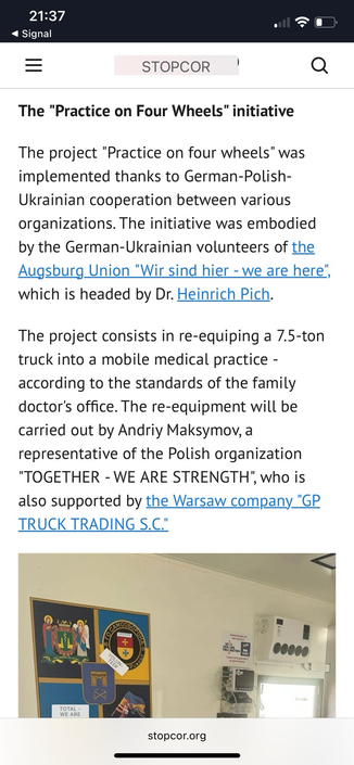 Article about the Medical Practice on four wheels.