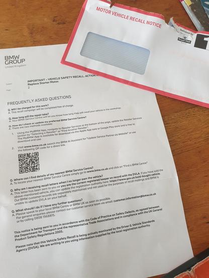 Safety recall notice for g31 bmw