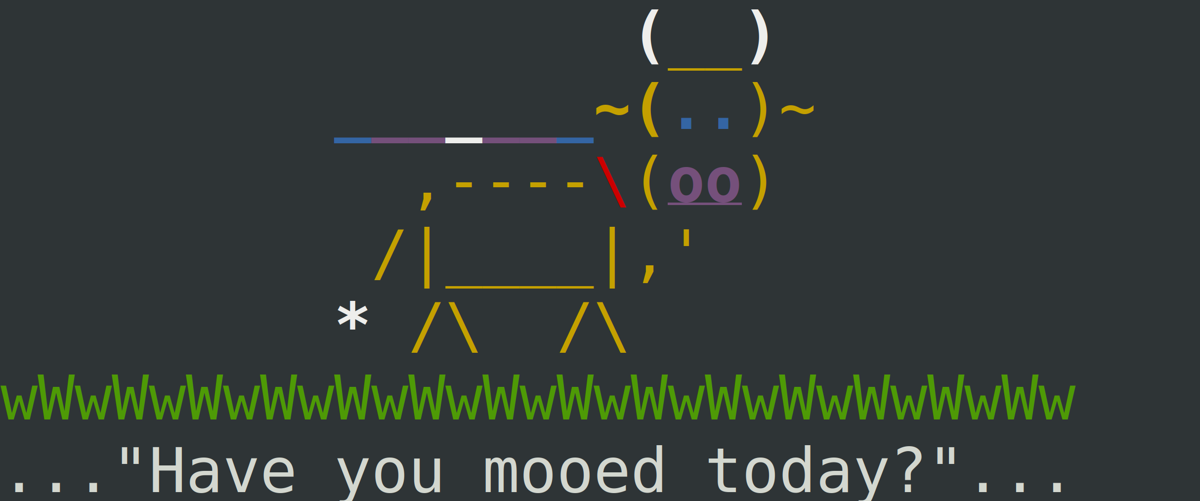 The apt moo moo cow, with transgender flag as cape.