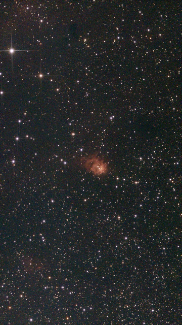 SH2-158 / NGC 7538 The Northern Lagoon Nebula - unprocessed image with Moon and Sky Light Filter.  It contains a gigantic protostar about 300 times the size of our solar system, making it one of the most massive "baby stars" known to astronomers. 