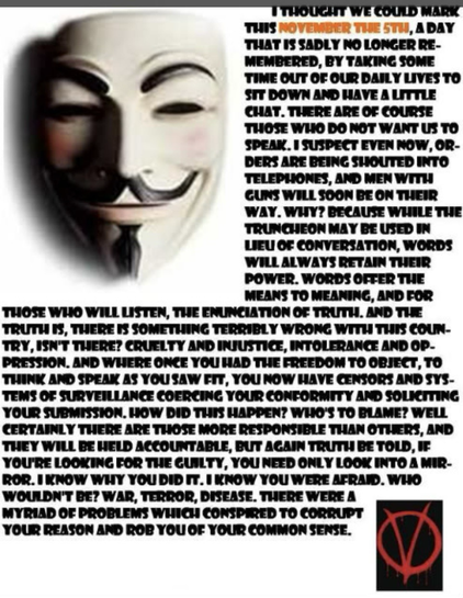 Print version of V’s television broadcast from V for Vendetta 