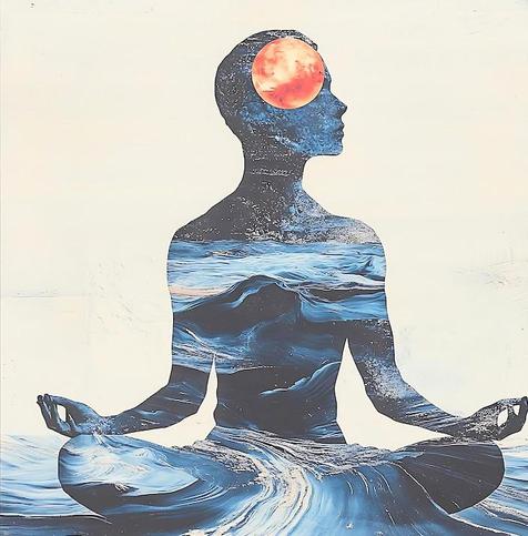 Multi Colorful painting of a person meditating 