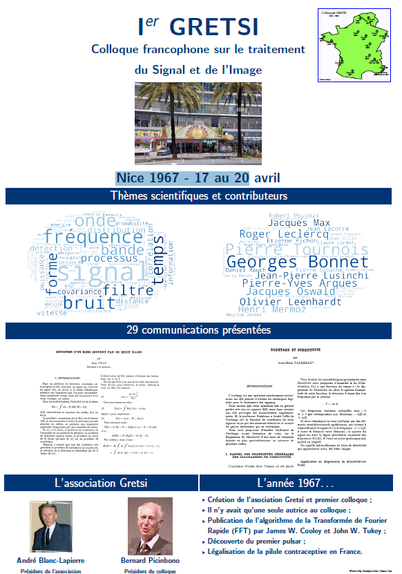 #GRETSI est l'une des premières historiquement pour le traitement du signal et des images. Créée en 1967, voici une première affiche commémorative de son premier colloque ; avec 29 communications présentées...