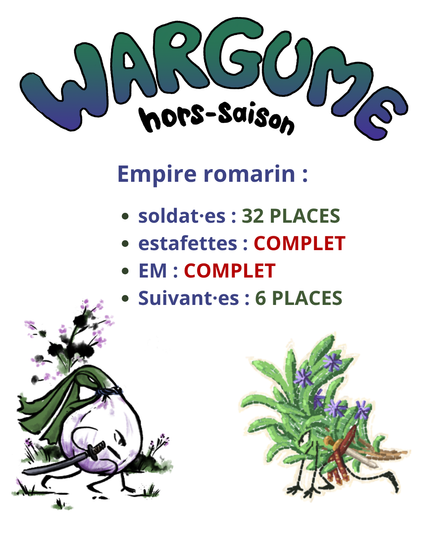 Places restantes Wargume côté empire romarin