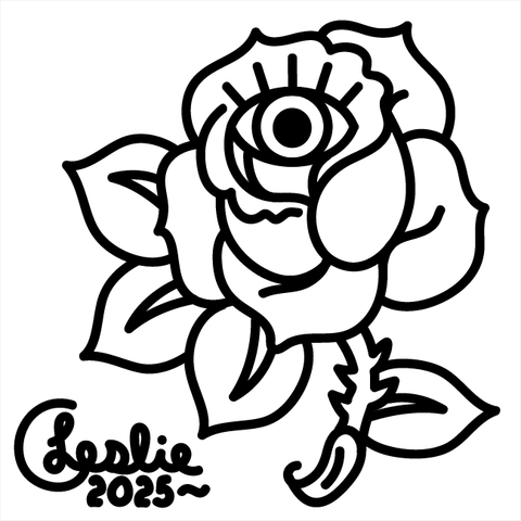 Traditional Tattoo Rose with an Eye in Black and White