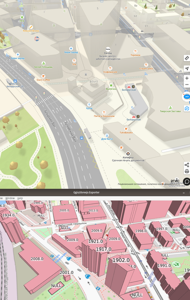 The classical 3d map and a map where the height is the age of the building