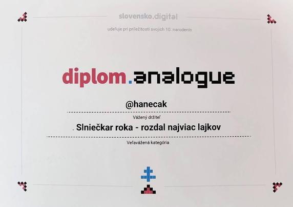 "diplom.analogue: Slniečkár roka" pre @hanecak na platforma.slovensko.digital