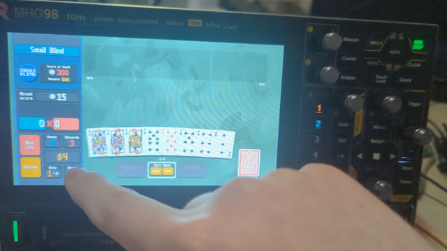 blurry video of me poorly playing balatro on my oscilloscope